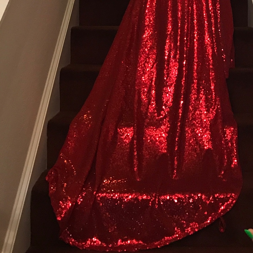 Prom Dress - Red sequin HANDMADE - Picture 3 of 7